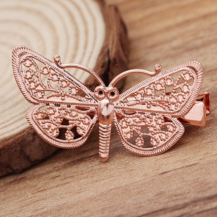Schmetterling aus Messing mit Haarspangen aus Eisenkrokodil OHAR-PW0003-158RG-1