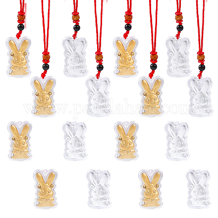 Chgcraft 16 шт. 2 цвета золотая фольга подвеска в виде кролика ожерелья набор с красными веревками NJEW-CA0001-08-1