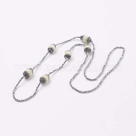 Collane di perline sfaccettate di vetro e perle di strass in pasta sintetica NJEW-F174-08-1