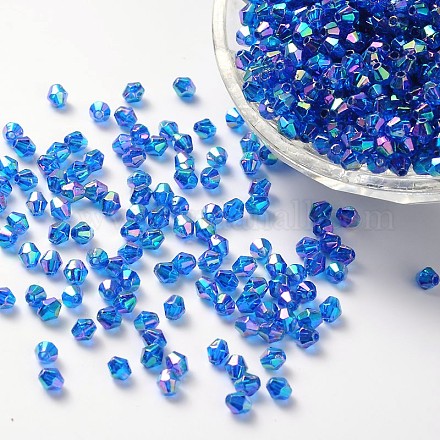 Bicone AB Color Plated Eco-Friendly Transparent Acrylic Beads X-TACR-A003-4mm-32-1
