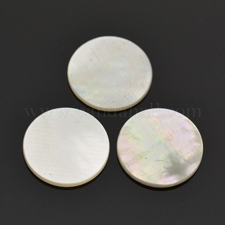 Натуральная белая ракушка перламутр плоские круглые кабошоны SSHEL-E551-28-1