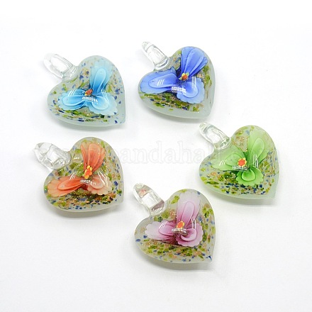 Corazón colgantes de cristal de murano hecho a mano LAMP-L028-07-1