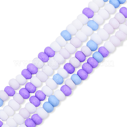 Opaque Spray Painted Glass Bead Strands GLAA-N047-07-05-1