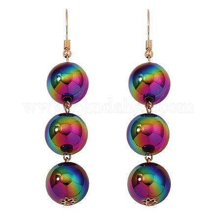 Sparkling Plastic Triple Round Ball Dangle Earrings PW-WG16022-01-1
