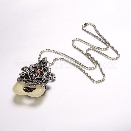 Argent antique plaqué alliage colliers pendants de résine NJEW-J031-02-1