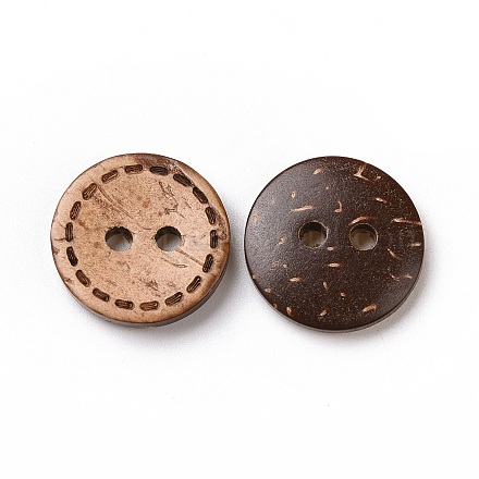 2穴の円形ボタン  ココナッツボタン  バリーウッド  直径約15mm NNA0Z1R-1
