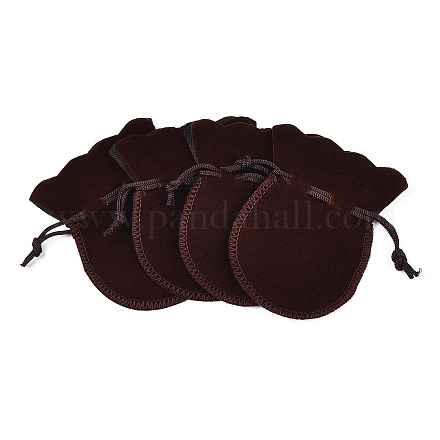 ベルベットのバッグ  ひょうたん形の巾着ジュエリーポーチ  ココナッツブラウン  9x7cm TP-S003-5-1