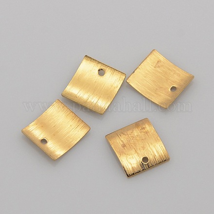 真鍮空白タグ平方スライスのチャームのペンダント  ゴールドカラー  10x9x1.5mm  穴：1mm KK-O033-G02-1