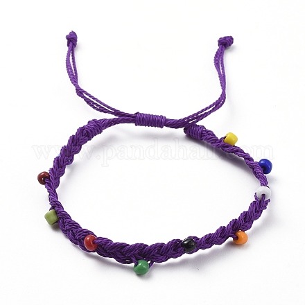 Bracelets de perles tressées en corde de polyester ciré BJEW-JB04792-04-1