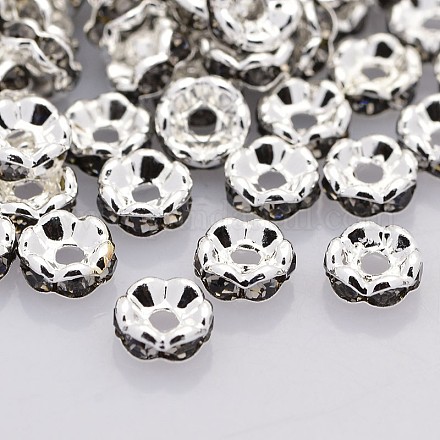 Abalorios de latón Diamante de imitación espaciador RB-A014-L8mm-12S-1