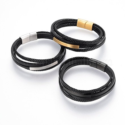 Bracelets multi-brins tressés en microfibre avec cordon en cuir PU BJEW-K206-H-1