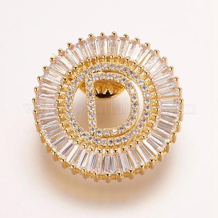 Brass Micro Pave Cubic Zirconia Brooches JEWB-P005-D-G-1