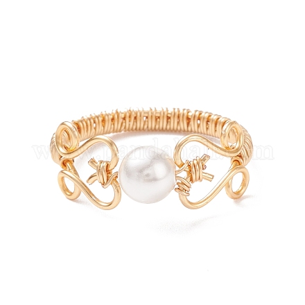 Anello da dito intrecciato con perle di conchiglia RJEW-TA00050-1