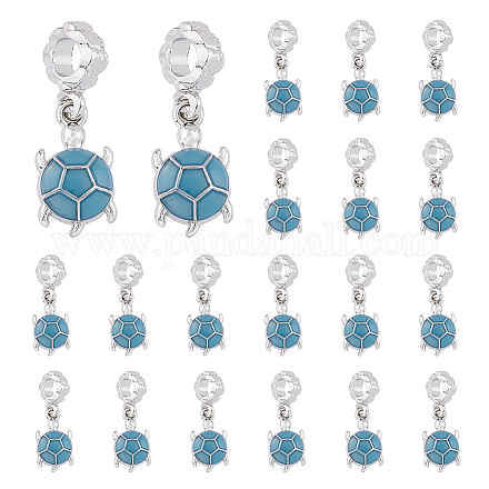 Dicosmetic 20pcs Alloy Cadet Blue Emaille European Dangle Charms MPDL-DC0001-02-1