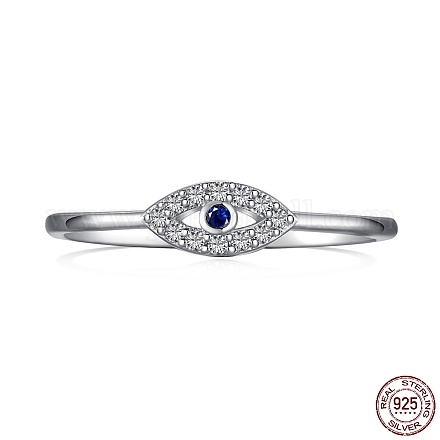 925 серебряное кольцо с родиевым покрытием и синим фианитом RJEW-F150-55B-P-1