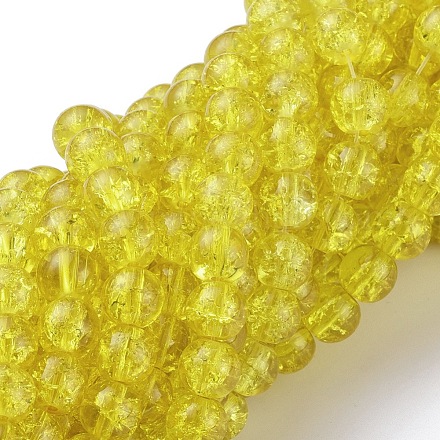 Crepitio giallo perle tonde di vetro fili X-CCG-Q001-8mm-04-1
