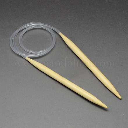 ゴム製ロード付き竹編み針棒針  利用できるより多くのサイズ  淡黄色  780~800x4.5mm TOOL-R056-4.5mm-01-1