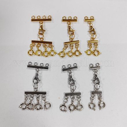 UNICRAFTALE 6Pcs 2 Colors 3 Styles Jewelry Clasps Kit 304 Stainless Steel Lobster Claw Clasps Multi-Strand Lock Clasp Necklace Connector for Multiple Necklace Layering Clasps FIND-AB00012-1