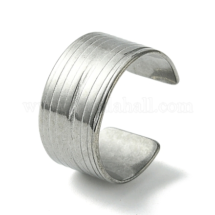 304 anello per polsino aperto scanalato in acciaio inossidabile RJEW-L110-044P-1