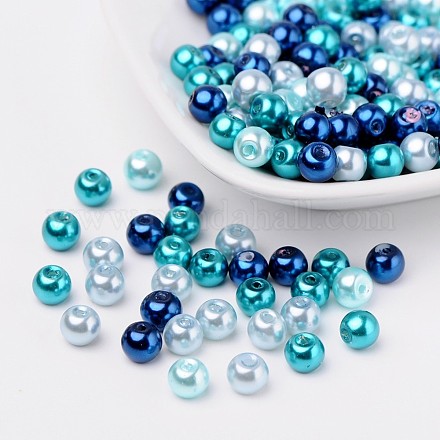 Azul mezcla de abalorios de cristal nacarado abalorio del Caribe HY-X006-6mm-03-1