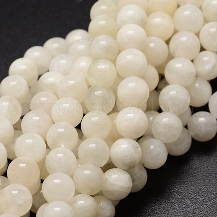 Fili di perline rotonde in pietra di luna bianca naturale G-E329-5-6mm-49-1