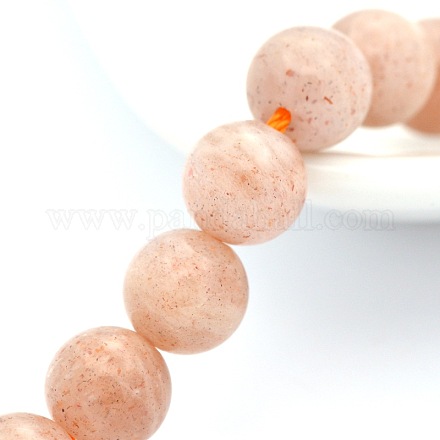 Dyed Natural Sunstone Round Beads Strands G-P088-10-14mm-1