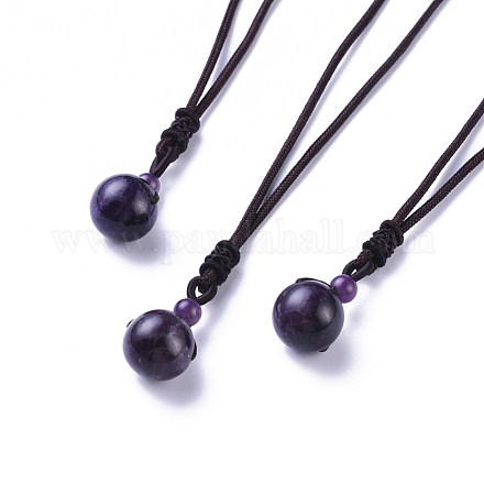Natural Amethyst Pendant Necklaces NJEW-P241-A02-1