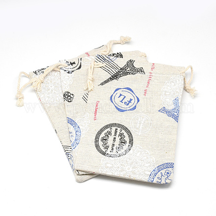 Polialgodón impreso (algodón poliéster) bolsas de embalaje bolsas con cordón ABAG-T004-10x14-14-1