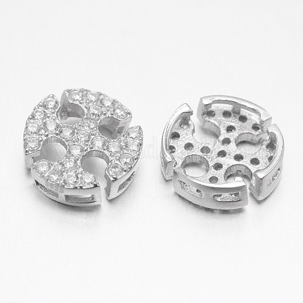 Croce in argento sterling con microsfere di perline cubic zirconia STER-F011-037-1