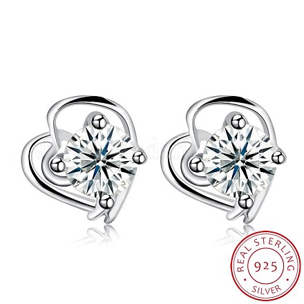 Exquisite 925 Sterling Silver Cubic Zirconia Stud Earrings EJEW-BB20115-1