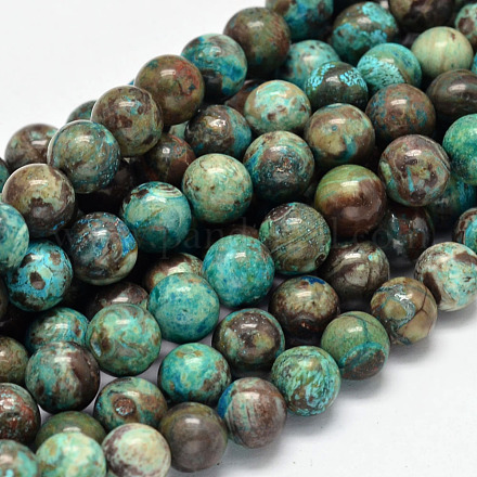 Fili tondi di perle di agata / diaspro oceaniche naturali colorate G-E331-31-1