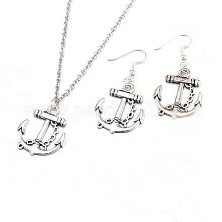 Zinc Alloy Anchor Jewelry Sets SJEW-BB16593-1