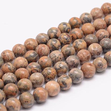 Brins de perles de jaspe en peau de léopard jaune naturel G-K153-B44-10mm-1