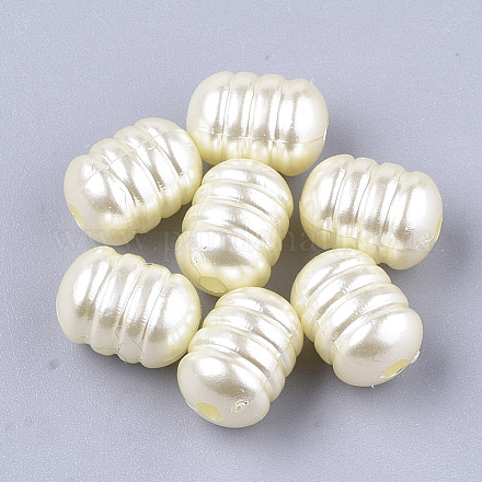 Abs en plastique imitation perle perles rainurées OACR-T017-14A-1