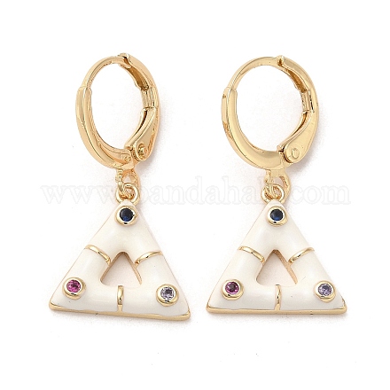 Dreieckige Ohrhänger aus echtem 18 Karat vergoldetem Messing EJEW-L268-030G-04-1