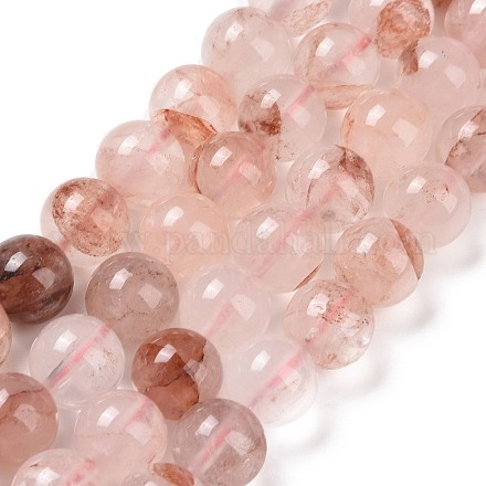Brins de perles de quartz hématoïde rouge naturel/quartz ferrugineux G-E571-03B-1