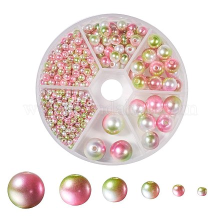 Perles en plastique imitation perles arc-en-abs OACR-YW0001-03H-1