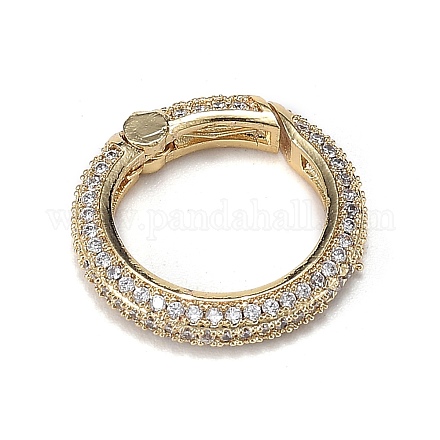 Brass Micro Pave Clear Cubic Zirconia Spring Gate Rings ZIRC-F120-007G-1