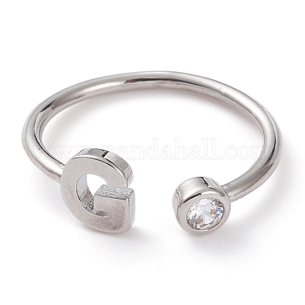 Латунные кольца из манжеты с прозрачным цирконием RJEW-J074-01P-G-1