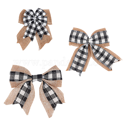 Chgcraft 3 pièces 3 style grand bowknot polyester imitation lin ornement accessoires DIY-CA0002-61-1