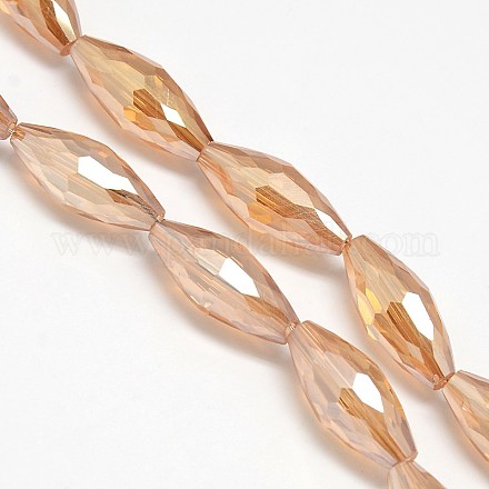 Electroplate Crystal Glass Rice Beads Strands EGLA-F044-A08-1