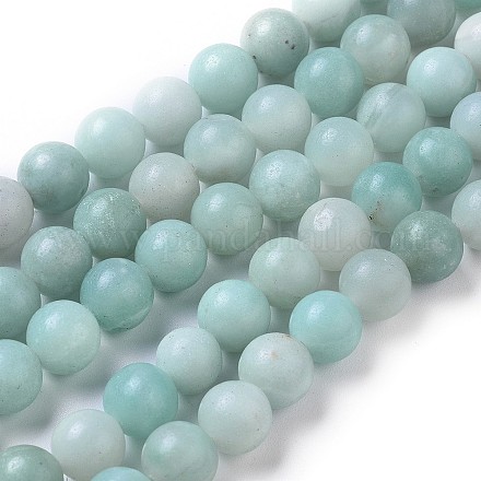 Redondas hebras de perlas naturales amazonite G-I183-02-8mm-1
