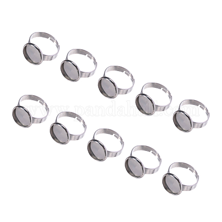 50 x Adjustable Stainless Steel Finger Rings Components Pad Ring Base Findings 