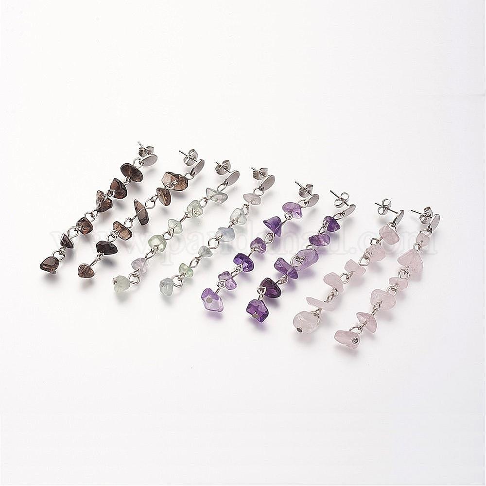 Wholesale Chip Gemstone Dangle Stud Earrings