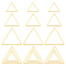 90Pcs 3 Styles Brass Linking Rings, Plated, Triangle, Golden, 13~23.5x15~27x0.8~1mm, Inner Diameter: 11~22x12~24mm, 30pcs/style