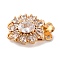 Brass Micro Pave Clear Cubic Zirconia Box Clasps, 2-Strand, 4-Hole, Real 18K Gold Plated, 20x13x7.5mm, Hole: 1.4mm