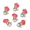 Zinc Alloy Pendants, with Enamel, Phonograph, Cerise, 25x19x1.5mm, Hole: 2mm