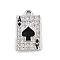 Alloy Enamel Pendants, with Rhinestone, Ace of Spades Charm, Platinum, 22.5x12.5x2mm, Hole: 2mm
