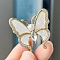 Butterfly Alloy Rhinestone Brooches for Backpack Clothes,with Acrylic & Plastic Pearl, Crystal, 35x35mm