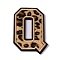 Polyester Computerized Embroidery Cloth Iron On Sequins Patches, Leopard Print Pattern Stick On Patch, Costume Accessories, Appliques, Letter.Q, 64x44x1.5mm